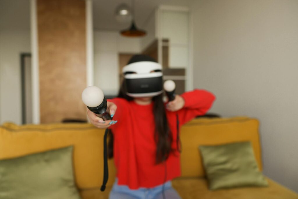 A person using spatial computing to control a modern smart home